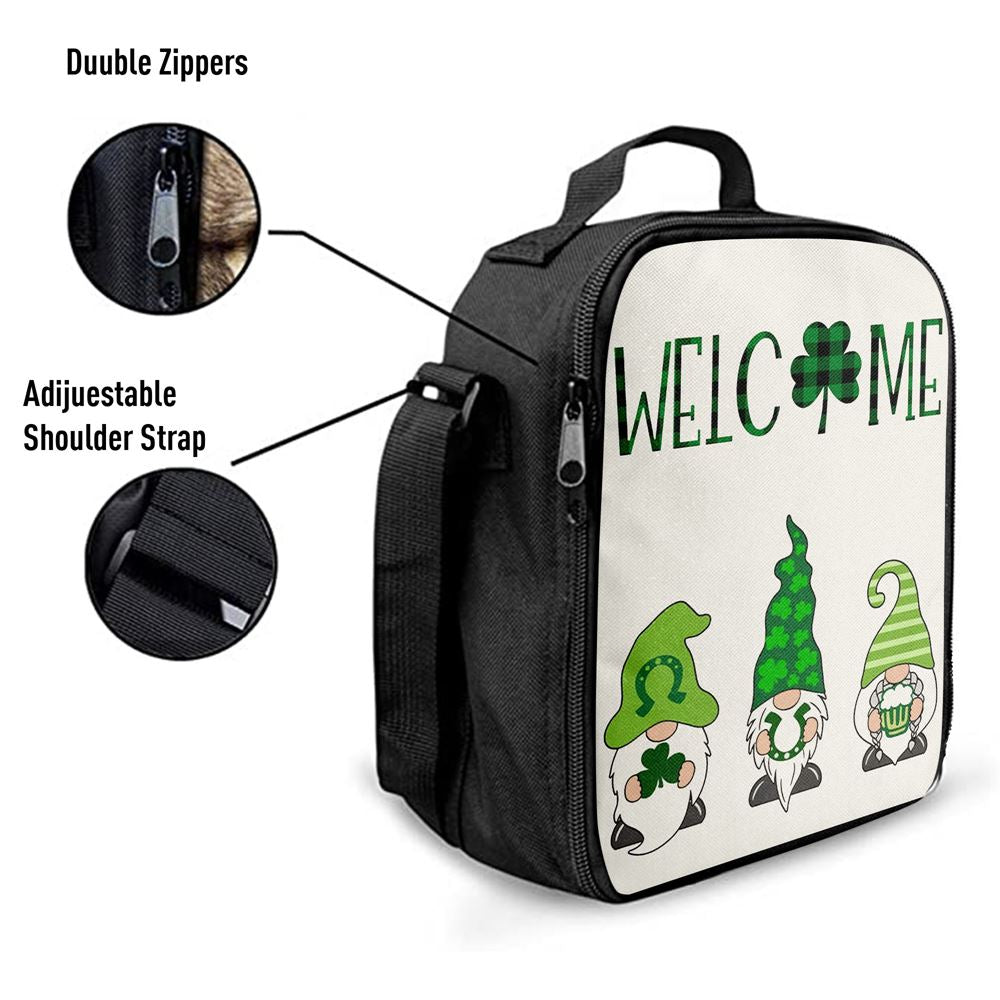 Welcome St Patricks Day Green Gnomes Saint Lunch Bag, St Patrick's Day Lunch Box, St Patrick's Day Gift
