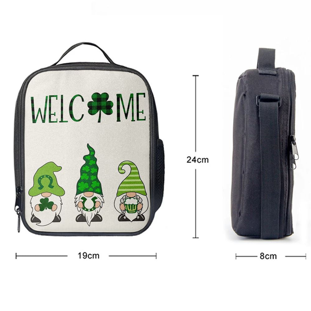 Welcome St Patricks Day Green Gnomes Saint Lunch Bag, St Patrick's Day Lunch Box, St Patrick's Day Gift