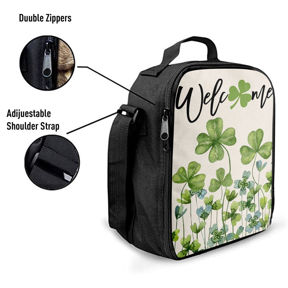 Welcome St Patricks Day Green Shamrock Clover Lunch Bag, St Patrick's Day Lunch Box, St Patrick's Day Gift