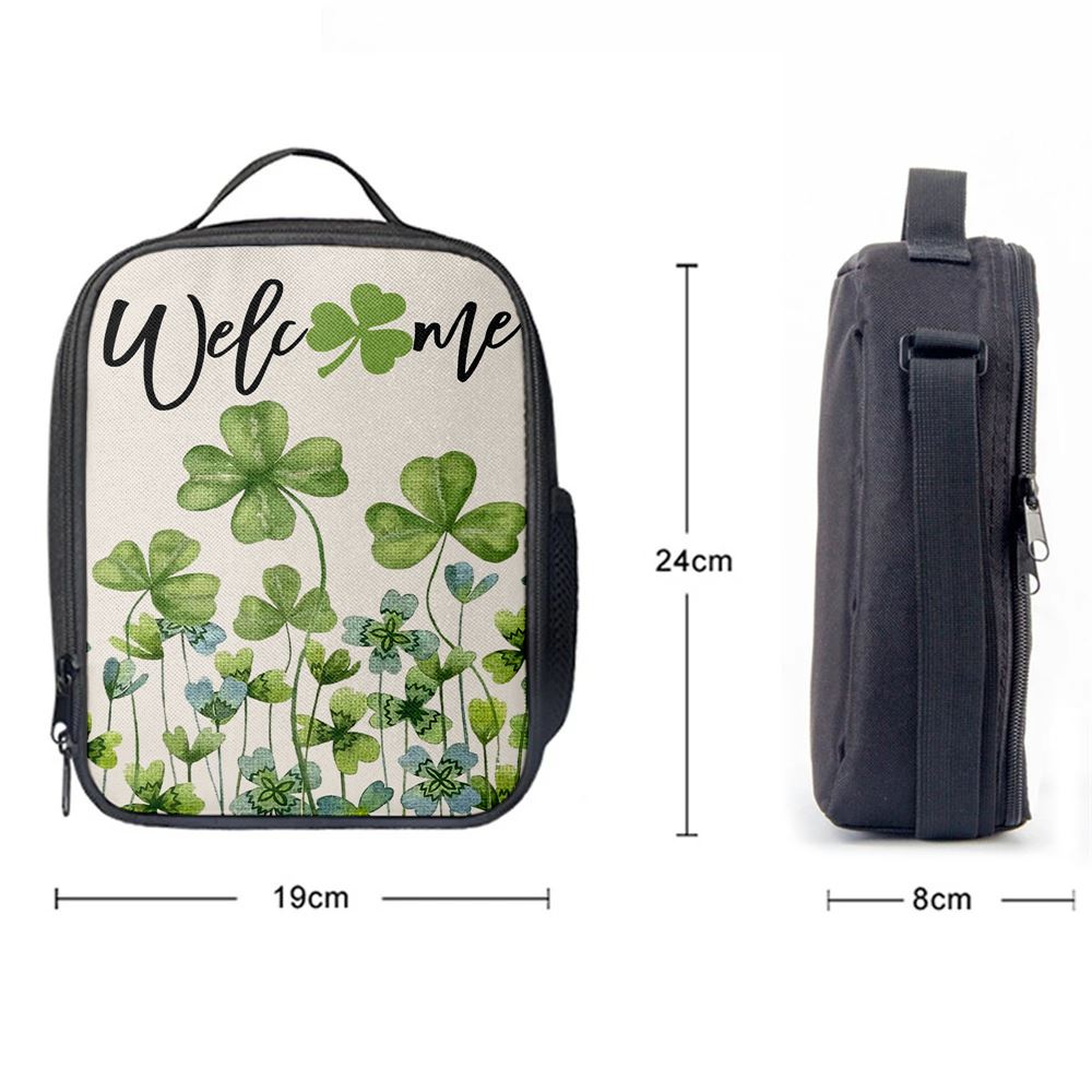 Welcome St Patricks Day Green Shamrock Clover Lunch Bag, St Patrick's Day Lunch Box, St Patrick's Day Gift