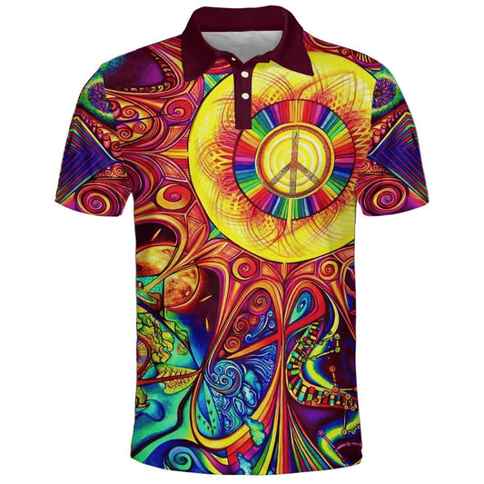 Whimsical Tranquility in Tie Dye Polo Shirt For Men And Women, Hippie Polo Shirt, Unique Gift For Friend, Hippie Hand Dyed