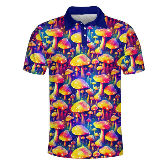 Whirlwind Shroom Whimsy Polo Shirt For Men And Women, Hippie Polo Shirt, Unique Gift For Friend, Hippie Hand Dyed