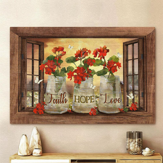 White Butterfly Faith Hope Love Canvas Art - Bible Verse Wall Art - Wall Decor Christian