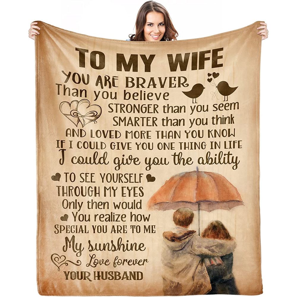 Wife Blankets for Wife Wife Gifts from Husband, Romantic Presents for Wife Mother's Day Valentine's Gifts, Valentine Blanket