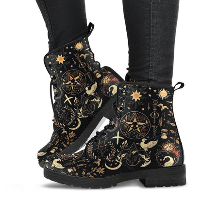 Witch Vibe Witchy Leather Boots For Men And Women, Gift For Hippie Lovers, Hippie Boots, Lace Up Boots