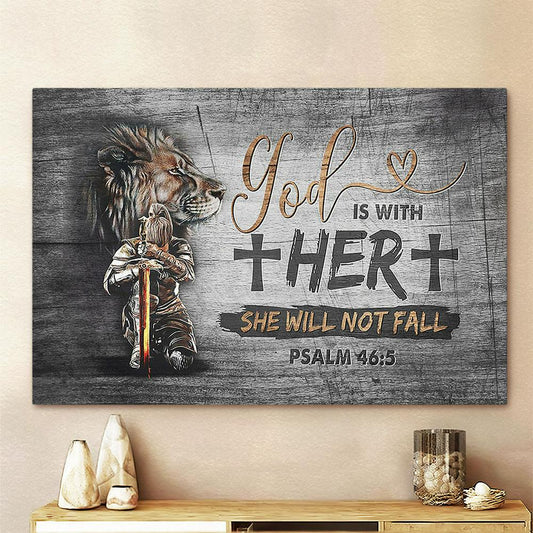 Woman Warrior Lion God Is With Her Canvas Art - Bible Verse Wall Art - Wall Decor Christian