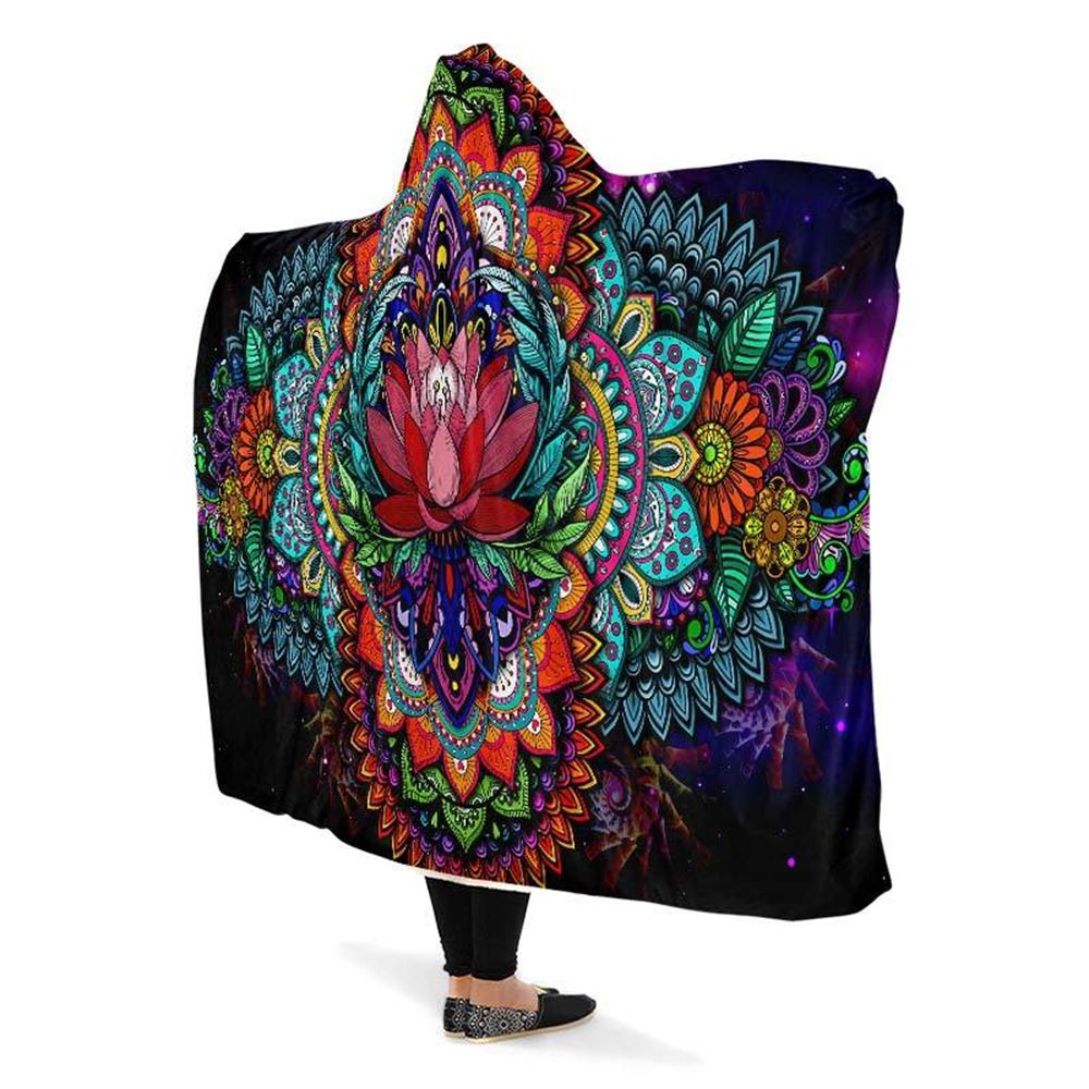 Wonerful Lotus Mandala Hooded Blanket, Hippie Hooded Blanket, In Style Mandala, Hippie, Cozy Vibes, Mandala Gift