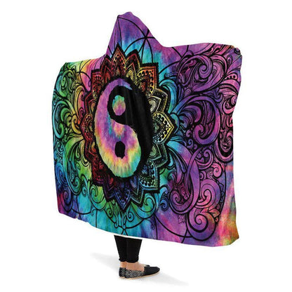 Yin Yang Color Hooded Blanket, Hippie Hooded Blanket, In Style Mandala, Hippie, Cozy Vibes, Mandala Gift