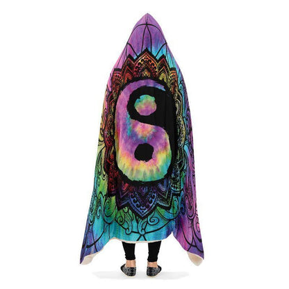Yin Yang Color Hooded Blanket, Hippie Hooded Blanket, In Style Mandala, Hippie, Cozy Vibes, Mandala Gift