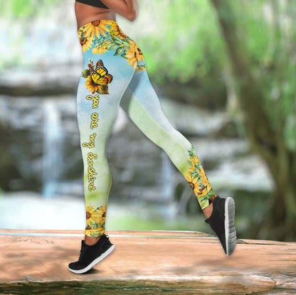 You Are My Sunshine Butterfly Hollow Tanktop Leggings, Sports Clothes Style Hippie For Women, Gift For Yoga Lovers