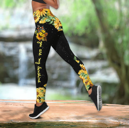You Are My Sunshine Hollow Tanktop Leggings, Sports Clothes Style Hippie For Women, Gift For Yoga Lovers