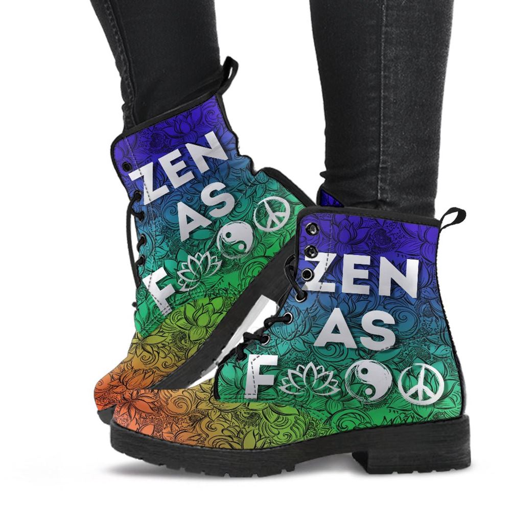 Zen As F Leather Boots For Men And Women, Gift For Hippie Lovers, Hippie Boots, Lace Up Boots