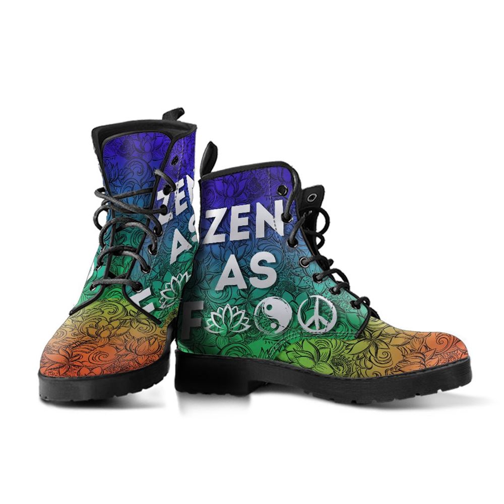 Zen As F Leather Boots For Men And Women, Gift For Hippie Lovers, Hippie Boots, Lace Up Boots