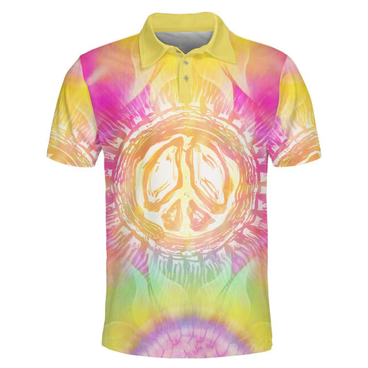 Zen Love Tie Dye Polo Shirt For Men And Women, Hippie Polo Shirt, Unique Gift For Friend, Hippie Hand Dyed