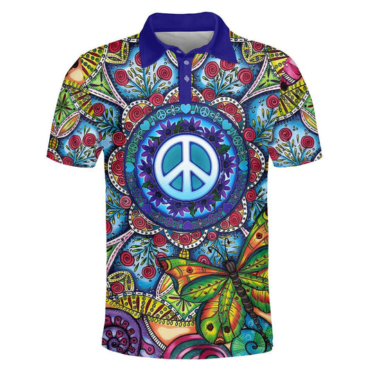 Zenful Unity Polo Shirt For Men And Women, Hippie Polo Shirt, Unique Gift For Friend, Hippie Hand Dyed