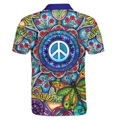 Zenful Unity Polo Shirt For Men And Women, Hippie Polo Shirt, Unique Gift For Friend, Hippie Hand Dyed