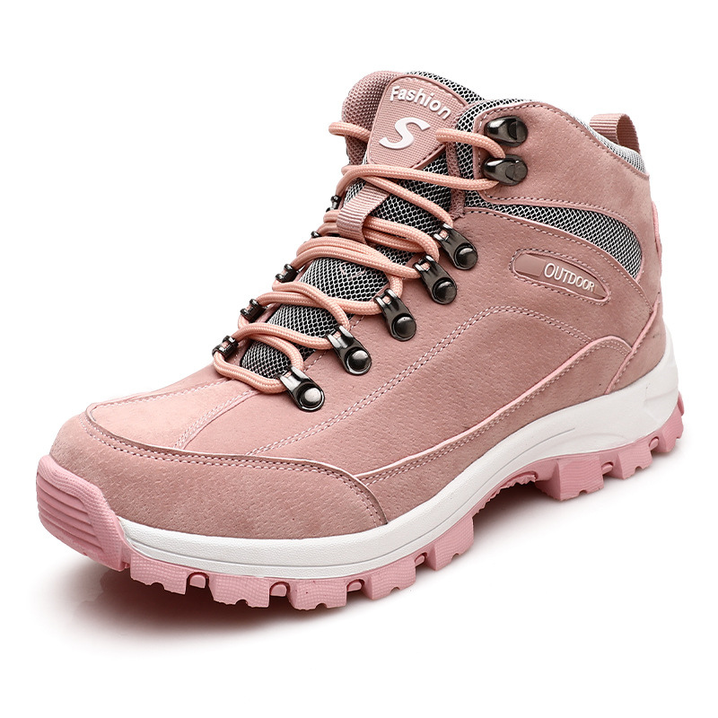  Orthopedic Plush Lace Up Stable Sole Weatherproof Snow Hiking Shoes for Women