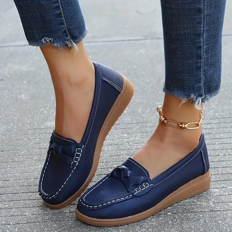  Women Orthopedic Shoes Leather Waterproof Slip on Flat Loafers Shoes