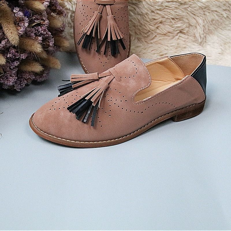 Women's Shoes, Breathable Suede Women Loafers Tassel Round Toe Leather Lazy Shoes, Women's Non slip Dress Shoes, Women's Walking Shoes