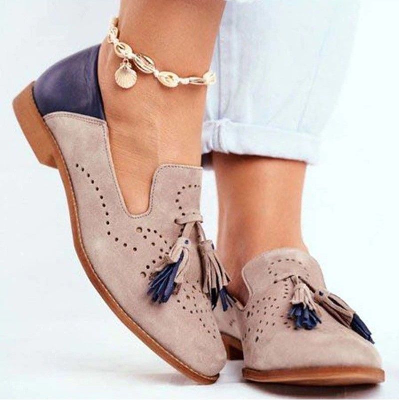Women's Shoes, Breathable Suede Women Loafers Tassel Round Toe Leather Lazy Shoes, Women's Non slip Dress Shoes, Women's Walking Shoes