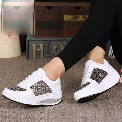 Women's Shoes, Rhinestone Sequins Glitter Shiny Bling Crystal Platform Slip On Lace Up Ultra Soft Shoes For Women,Women's Non slip Dress Shoes, Women's Walking Shoes