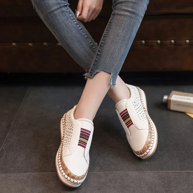  Women Loafers Orthopedic Genuine Leather Flat Airy Unique Casual Shoes