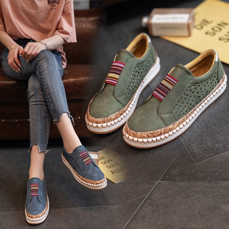  Women Loafers Orthopedic Genuine Leather Flat Airy Unique Casual Shoes