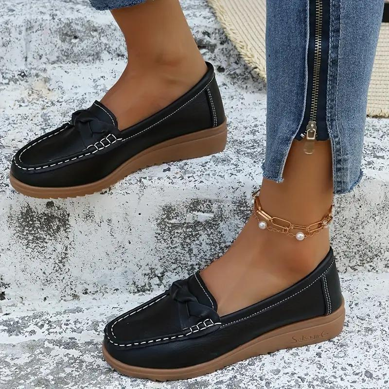  Women Orthopedic Shoes Leather Waterproof Slip on Flat Loafers Shoes