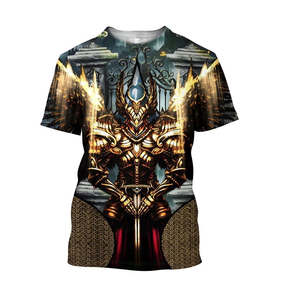 Angel Knights Templar Jesuss All Over Print 3D T-Shirt, Christian 3D T Shirt, Christian T Shirt, Christian Apparel