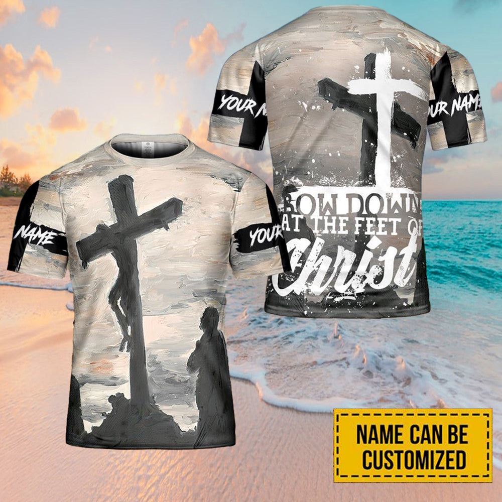 At The Feet Of Christ Jesus Custom Name All Over Print 3D T-Shirt, Christian 3D T Shirt, Christian T Shirt, Christian Apparel