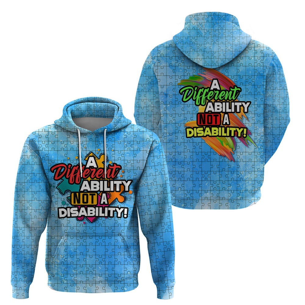 Autism Hoodie, Autism Acceptance Month A Different Ability Not A Disability All Over Print Hoodie