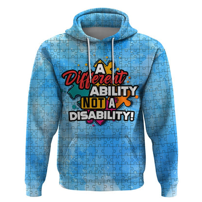 Autism Hoodie, Autism Acceptance Month A Different Ability Not A Disability All Over Print Hoodie