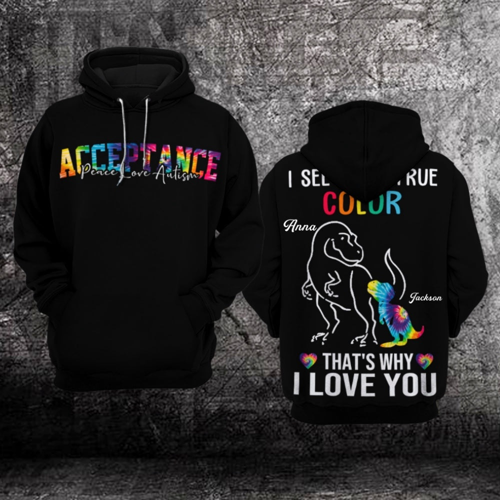 Autism Hoodie, Autism Awareness Acceptance Peace Love Autism Custom All Over Print Hoodie