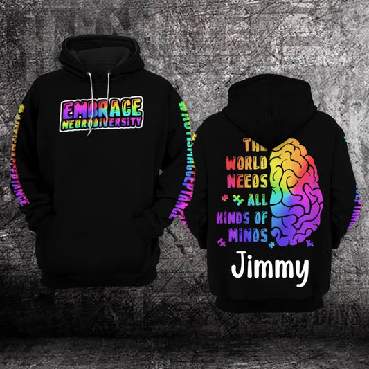 Autism Hoodie, Autism Awareness Autism Acceptance, The World Needs All Kinds Of Minds Custom All Over Print Hoodie