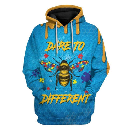 Autism Hoodie, Autism Awareness Bee Different Custom All Over Print Hoodie