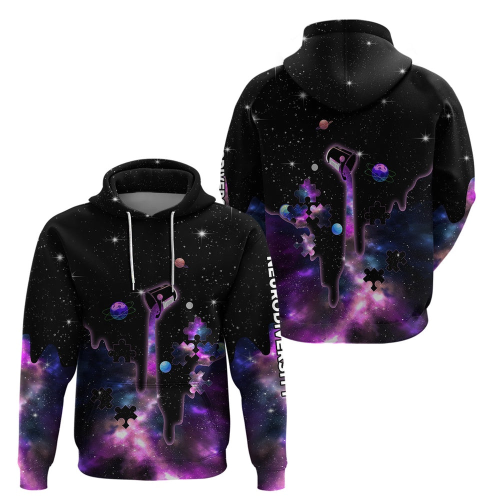 Autism Hoodie, Autism Awareness Month Neurodiversity Galaxy Style All Over Print Hoodie