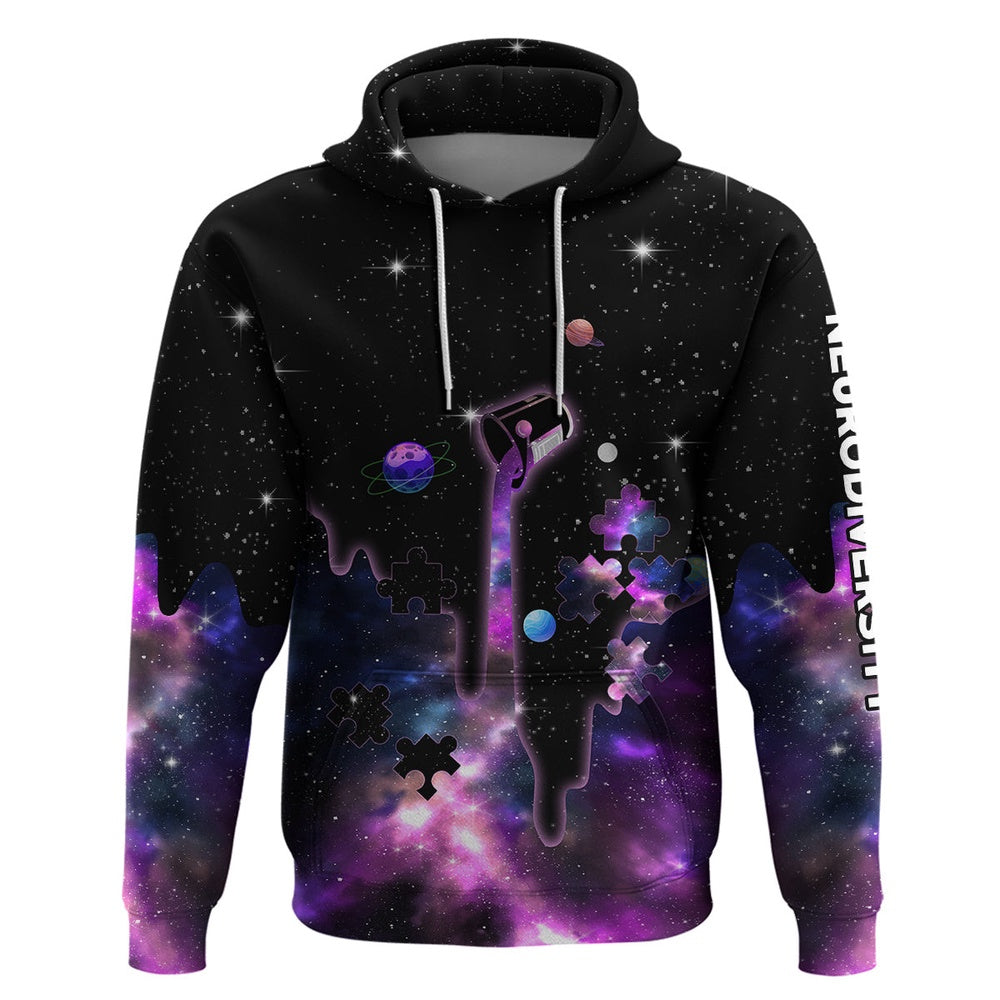 Autism Hoodie, Autism Awareness Month Neurodiversity Galaxy Style All Over Print Hoodie