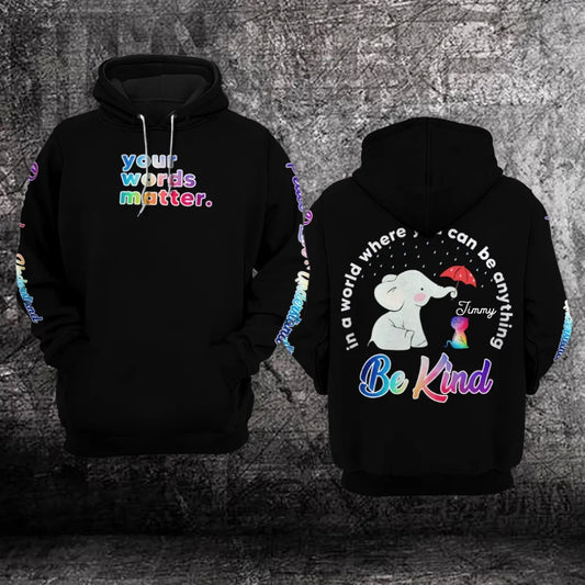 Autism Hoodie, Autism Awareness Your Words Matter Custom All Over Print Hoodie