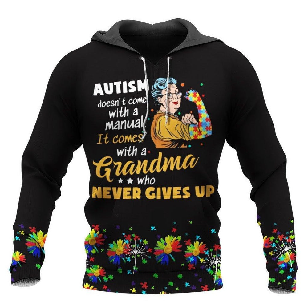 Autism Hoodie, Autism Come With Grammas All Over Print Hoodie