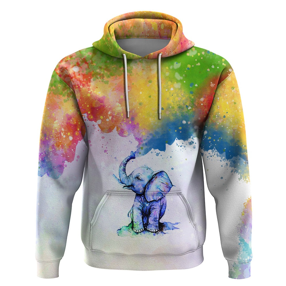 Autism Hoodie, Autism Elephant Watercolor Style Its Okay To Be Differenhoodie All Over Print Hoodie