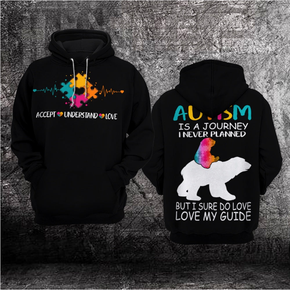 Autism Hoodie, Autism Is A Journey I Never Planned But I Sure Do Love My Guide All Over Print Hoodie
