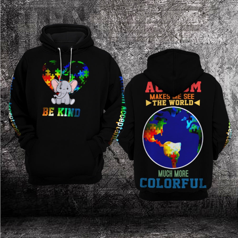Autism Hoodie, Autism Makes Me See The World Much More Colorful All Over Print Hoodie