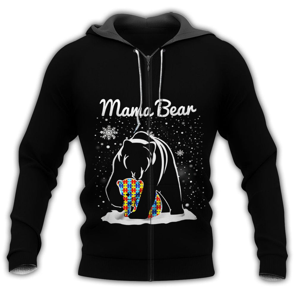 Autism Hoodie, Autism Mama Bear Autism Black Style All Over Print Hoodie