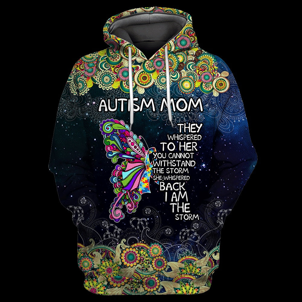 Autism Hoodie, Autism Mom-Butterfly All Over Print Hoodie