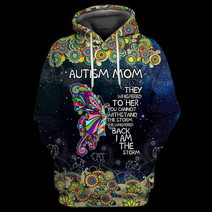 Autism Hoodie, Autism Mom-Butterfly All Over Print Hoodie