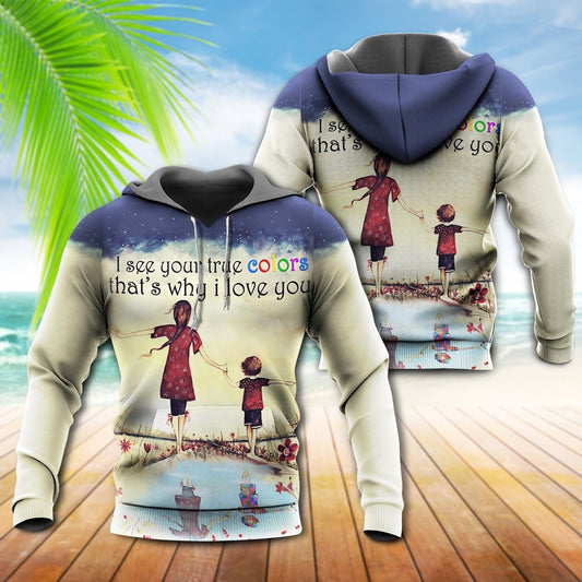 Autism Hoodie, Autism True Colorful All Over Print Hoodie