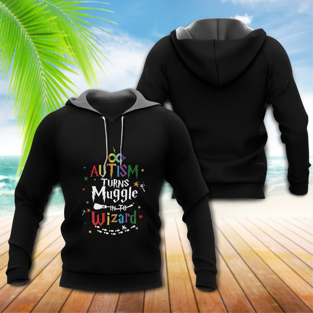 Autism Hoodie, Autism Turns Muggle Into Wizard All Over Print Hoodie