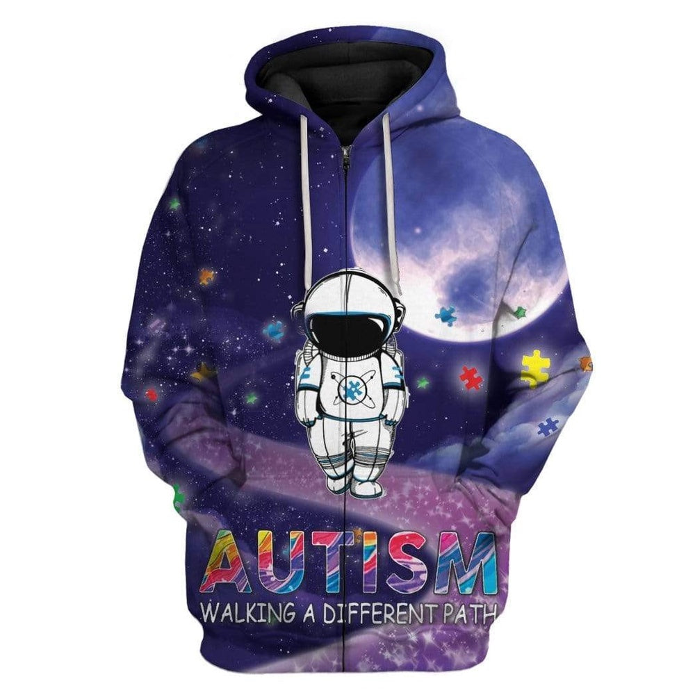 Autism Hoodie, Autism Walking A Different Path Custom All Over Print Hoodie