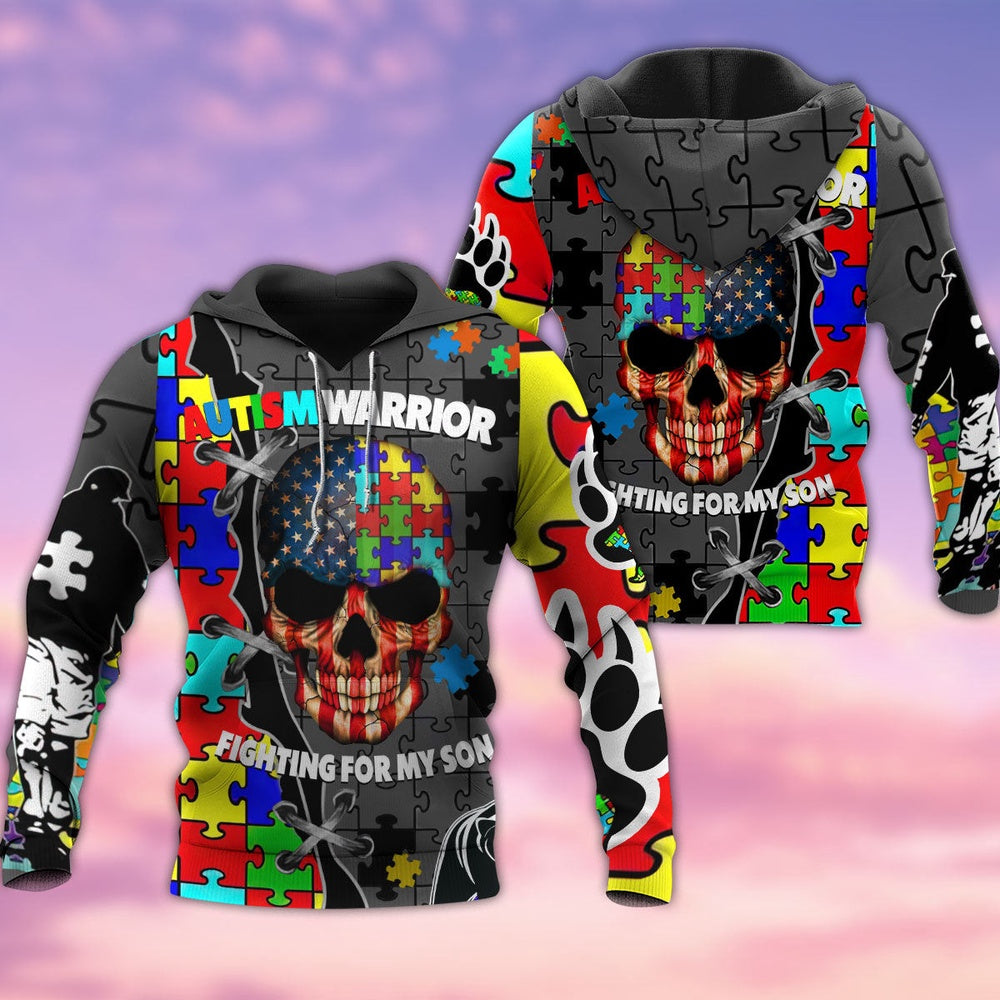 Autism Hoodie, Autism Warrior Fighting All Over Print Hoodie