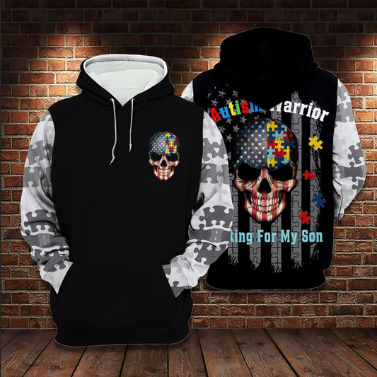 Autism Hoodie, Autism Warrior Fighting For My Son All Over Print Hoodie